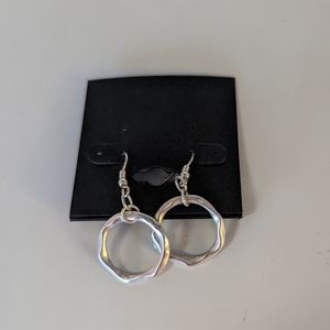 NWT Hammered Metal Hoop Dangle Earrings